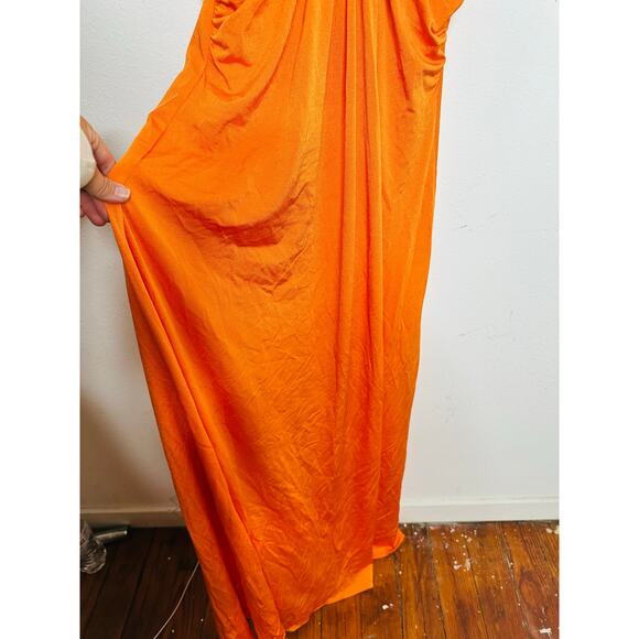 JONATHAN SIMKHAI Orange Jersey A-Line Open Tie Back V-Neck Hayes Dress sz Small - Picture 7 of 16